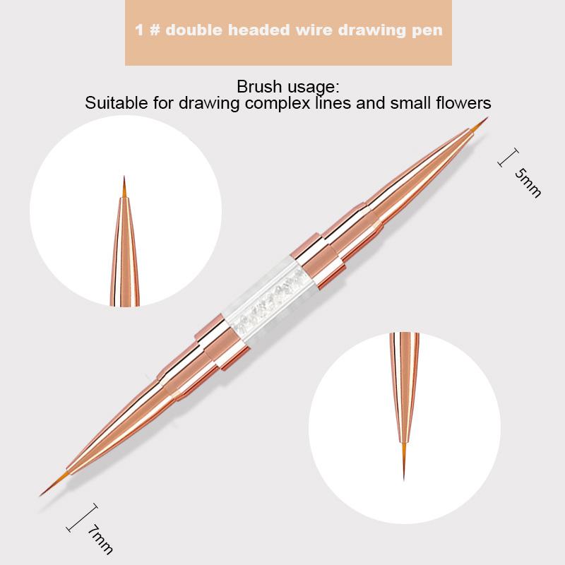 

1 шт. Двусторонняя кисточка для ногтей, французские полосатые кисти, маникюрная подводка, 3D-наконечники, ультратонкая ручка для рисования линий, кисти для рисования УФ-гелем 5-7mm