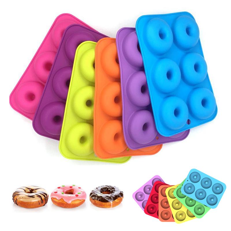 6 Hole Silicone Donut Mold DIY Cookie Chocolate Mould Non-Stick Cake Dessert Bakeware Heat Resistant Baking Pastry Tools