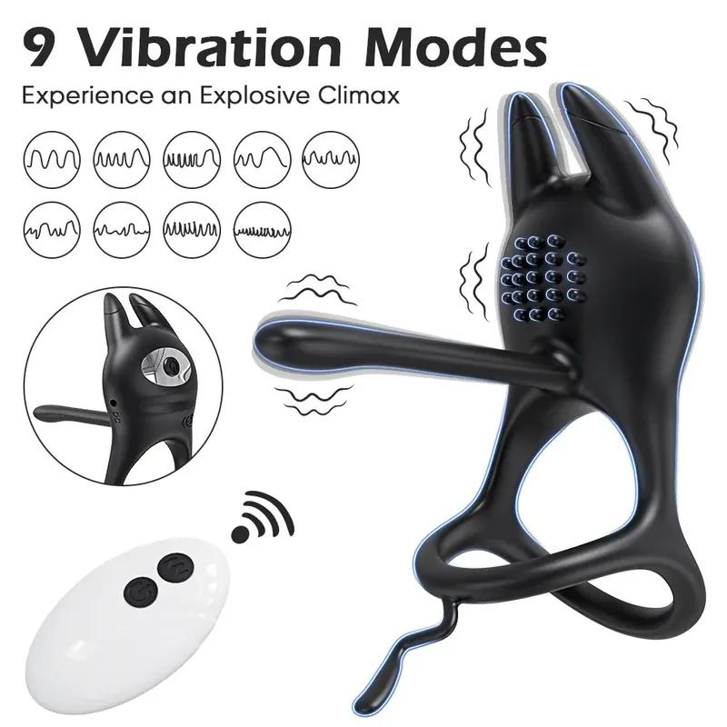 Vibrating Cock Ring Penis Ring for Men Ejaculation Delay Remote Control Penis Extension Clit Stimulator Sex Toy for Couples 18+