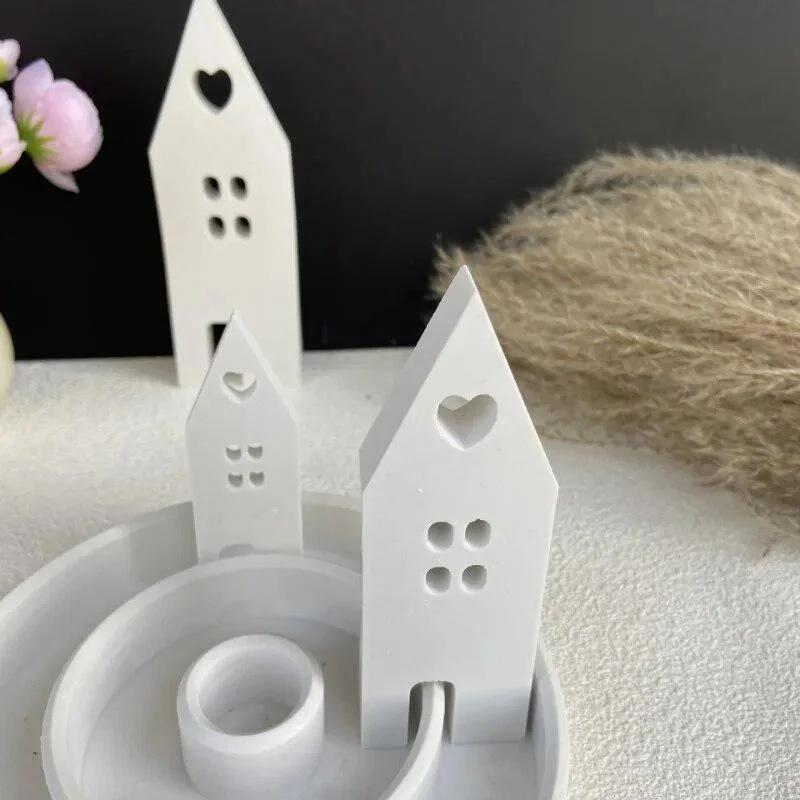 House Silicone Candle Molds Light Heart Houses Concrete Moulds Casting Molds DIY Gypsum Home Craft Decoration Resin Mould