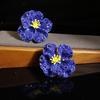 Retro Court Style Camellia Full Diamond Stud Earrings Light Luxury Line Flower Earrings