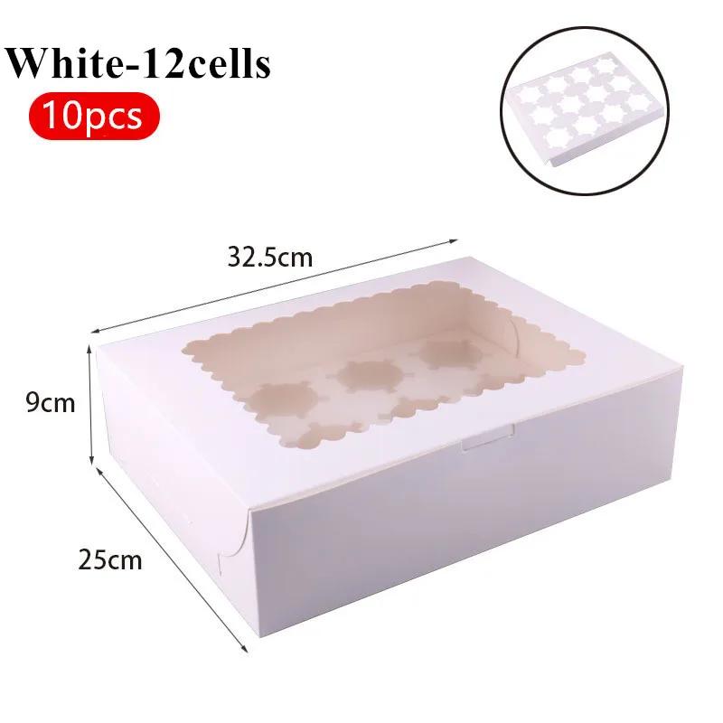 10 buc./set cutie portabilă pentru cupcake cu fereastră transparentă pentru prăjituri, biscuiți, cutii pentru pachete de prăjituri, ambalaje pentru patiserie, recipient pentru desert, cutie cadou