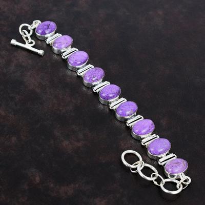Purpurite Bracelet Gemstone Unique Jewelry 925 Sterling Silver Bracelet Handmade Adjustable Chain Bracelet Birthstone Bracelet Gifts For Mom