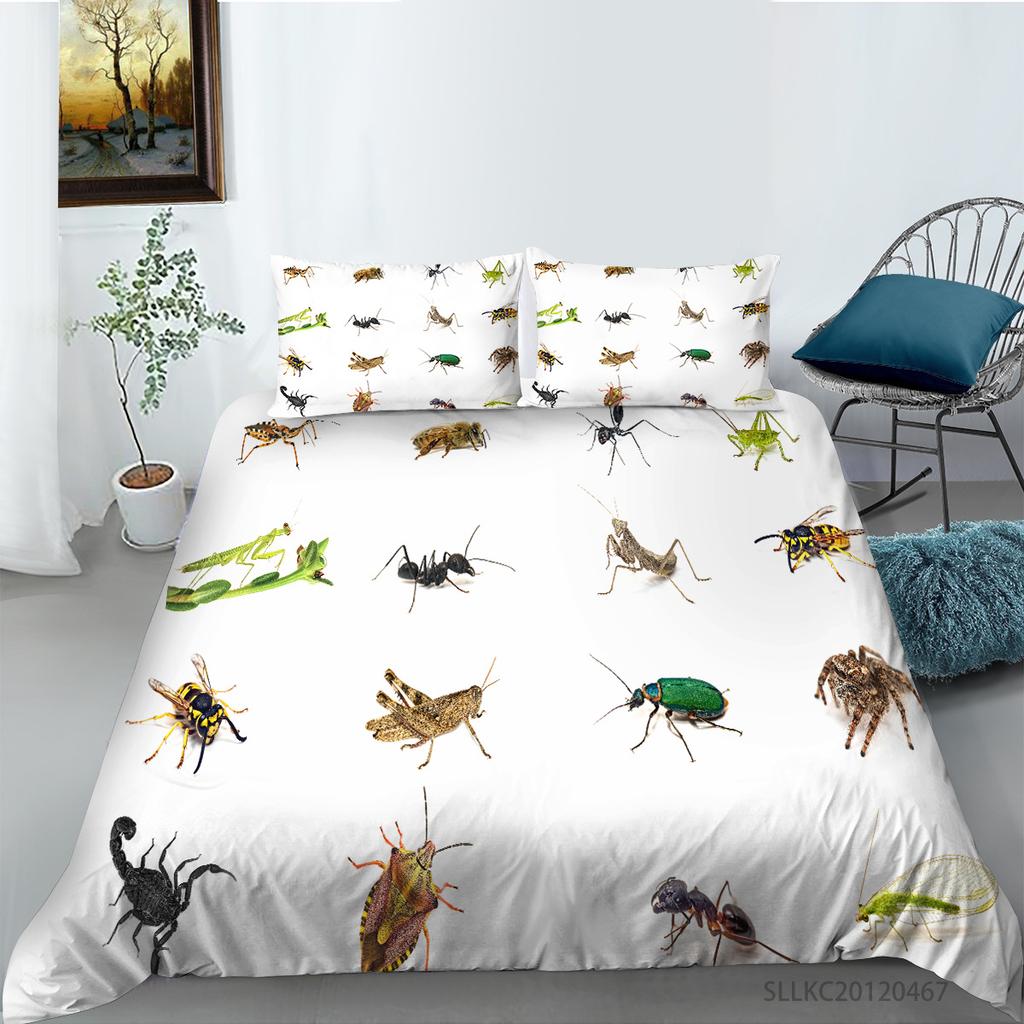 Quilt Cover Pillowcase Two Or Three-Piece Set Polyester Color Insect 3D Digital Printing
