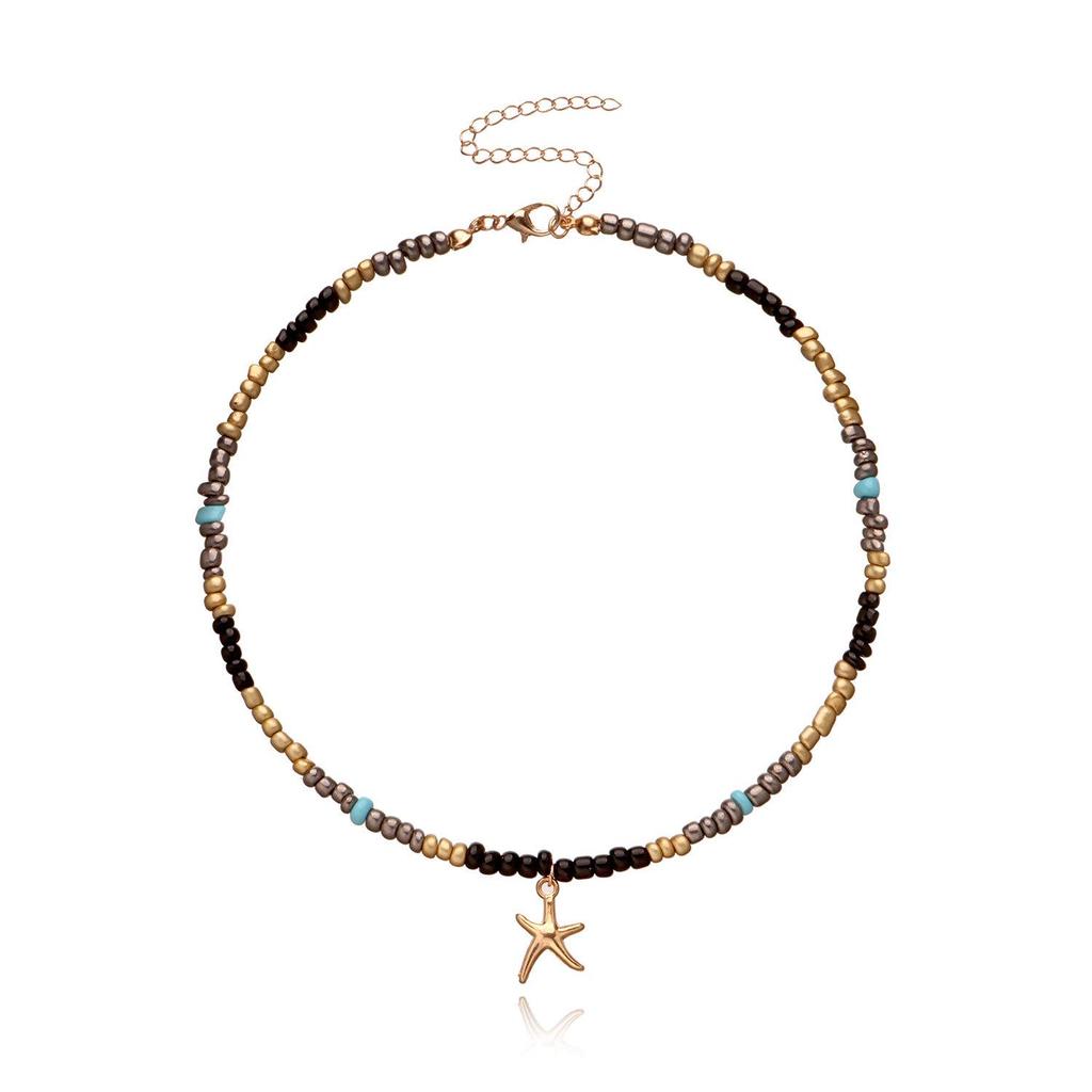 Colorful Rice Bead Necklace with Butterfly & Starfish Charms