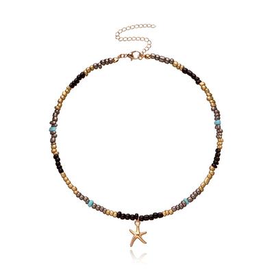 Colorful Rice Bead Necklace with Butterfly & Starfish Charms