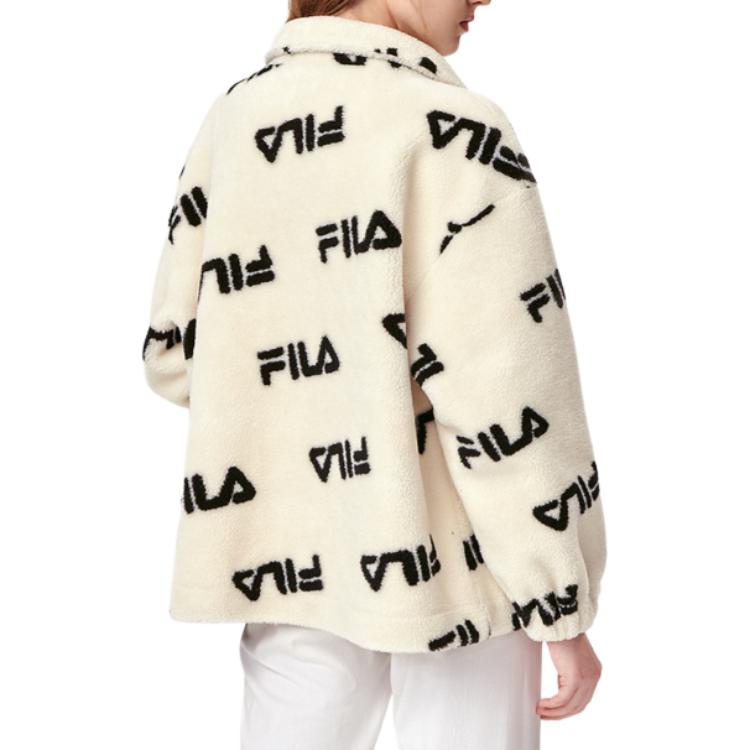 FILA Fleece Sports Stand Collar Jacket Women outerwear Off-White F11W149510FIV