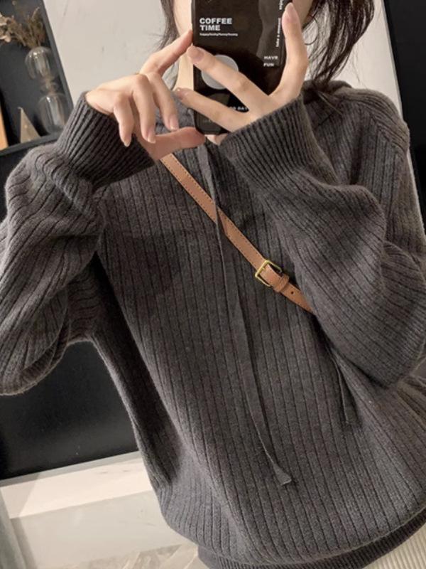 Women's Oversized Long Sleeve Knit Hoodie Sweater