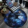 Blue Raven Round Area Rug,Carpet Rug for Living Room Bedroom Sofa Playroom Decor,Non-slip Floor Mat