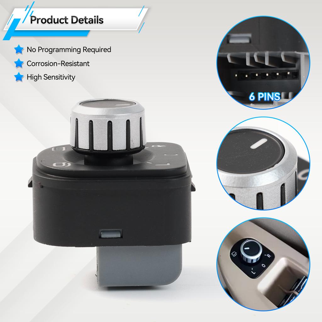 Chrome Rear View Mirror Adjustment Switch Button For VW Passat B6 Golf GTI 5 6 Jetta MK5 CC 5ND959565A 5ND 959 565A 5K0959565