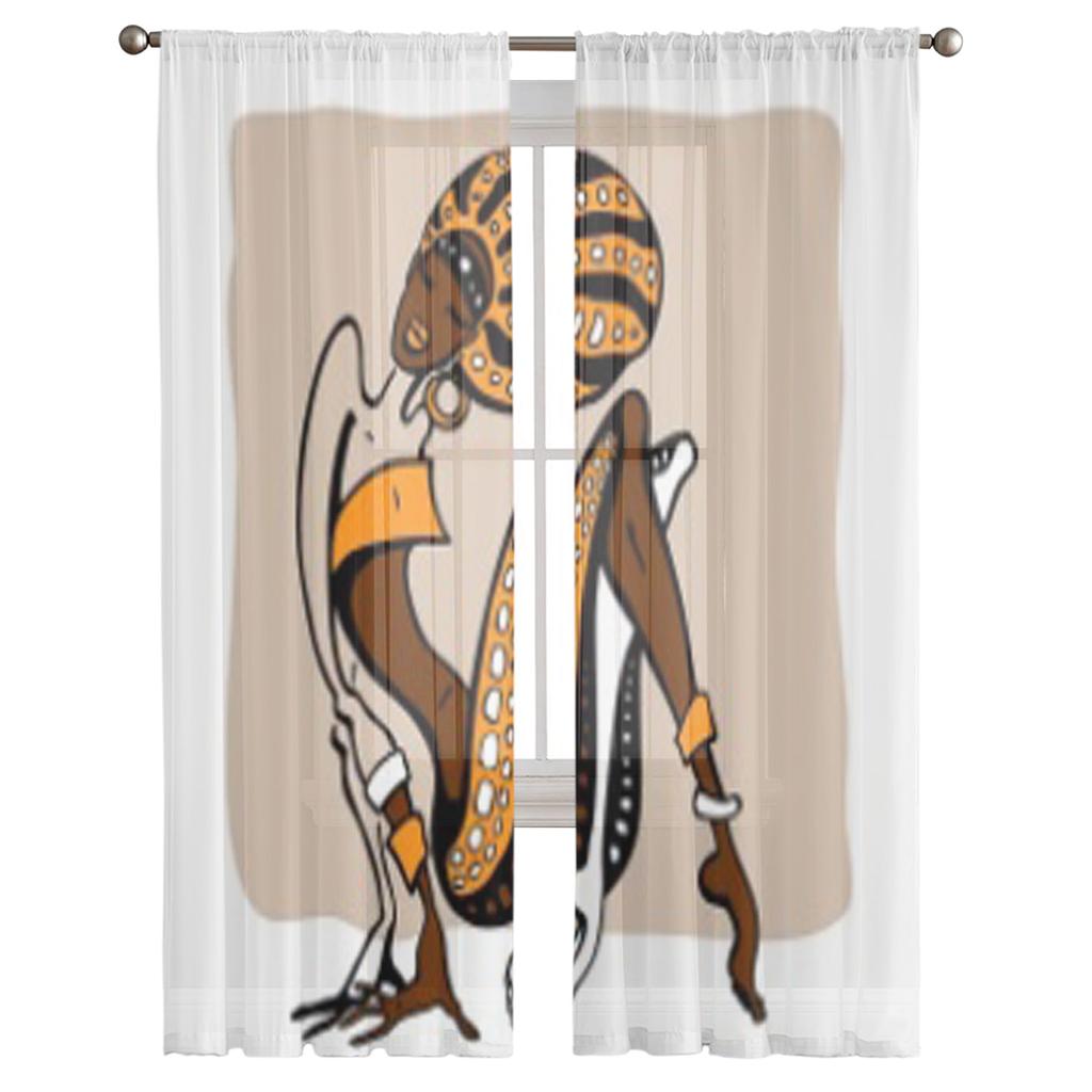 Afrikanische Frau im ethnischen Stil, transparente Tüllvorhänge für Wohnzimmer, Schlafzimmer, Küchendekoration, Voile-Organza-Vorhänge