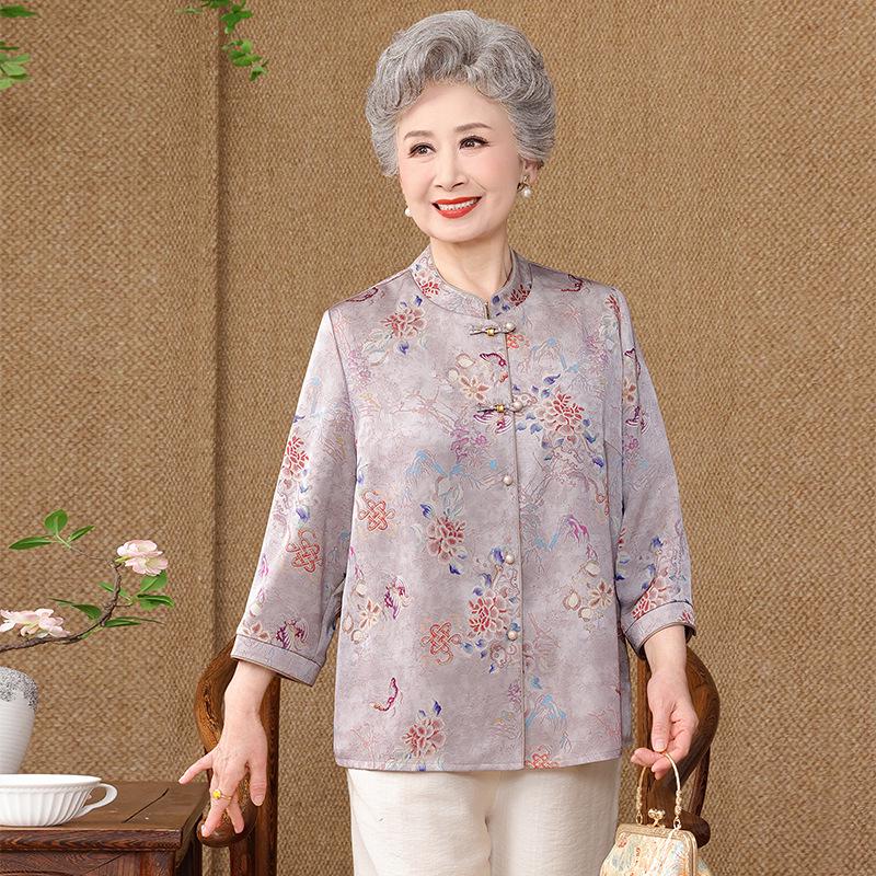 

Summer Chinese Style Fashion Shirt for Middle-Aged and Elderly Women - New Arrival 3XL [Recommended: 125-135 lbs]