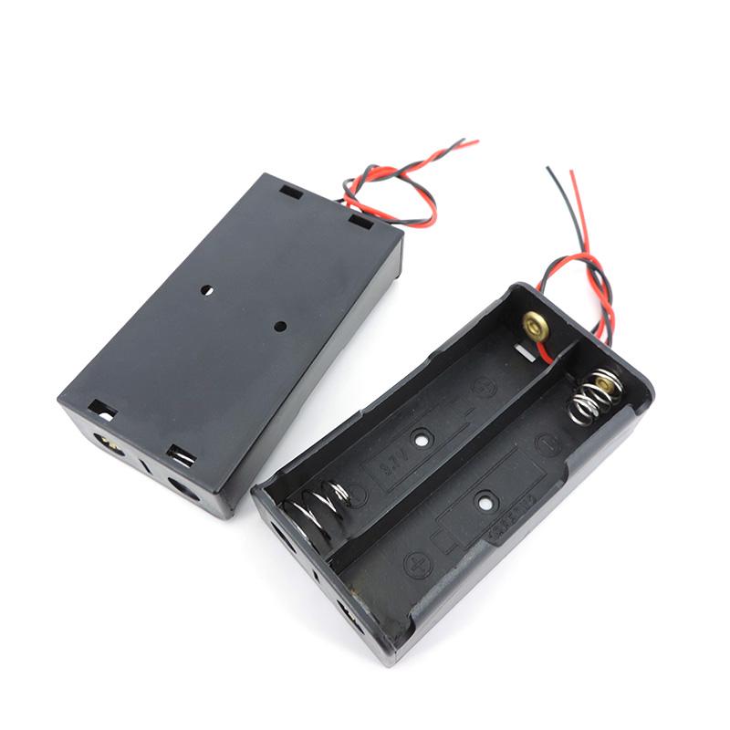 18650 Battery Storage Box Case DIY 1/2/3/4 Slot Way DIY Batteries Clip Holder Black Plastic Container with Wire Lead 2Pin Q1