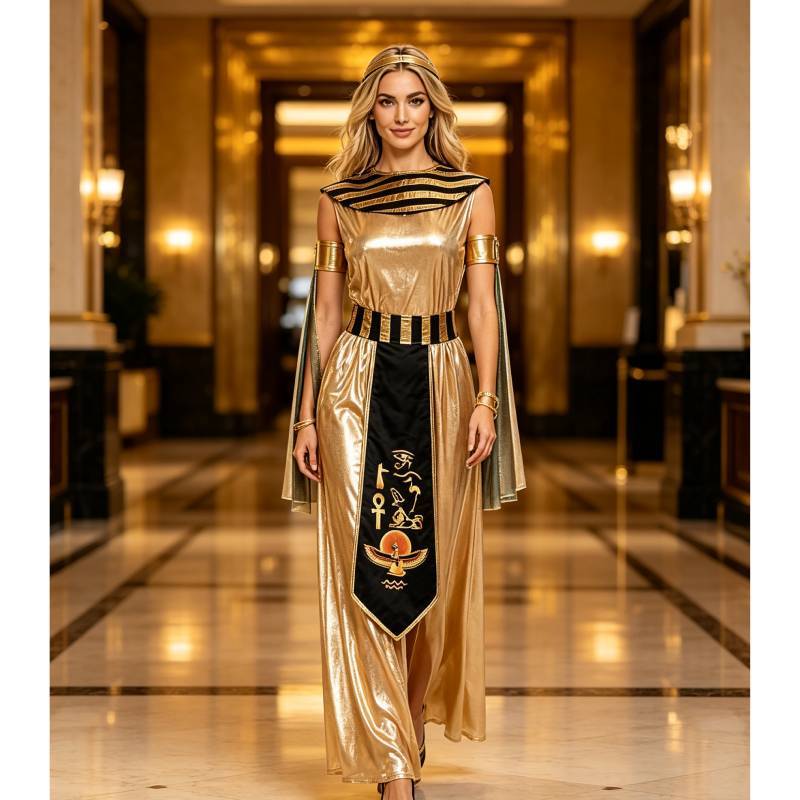 Halloween Costume Pharaoh Cleopatra Adult Teen Stage Dress With Polyester Material
