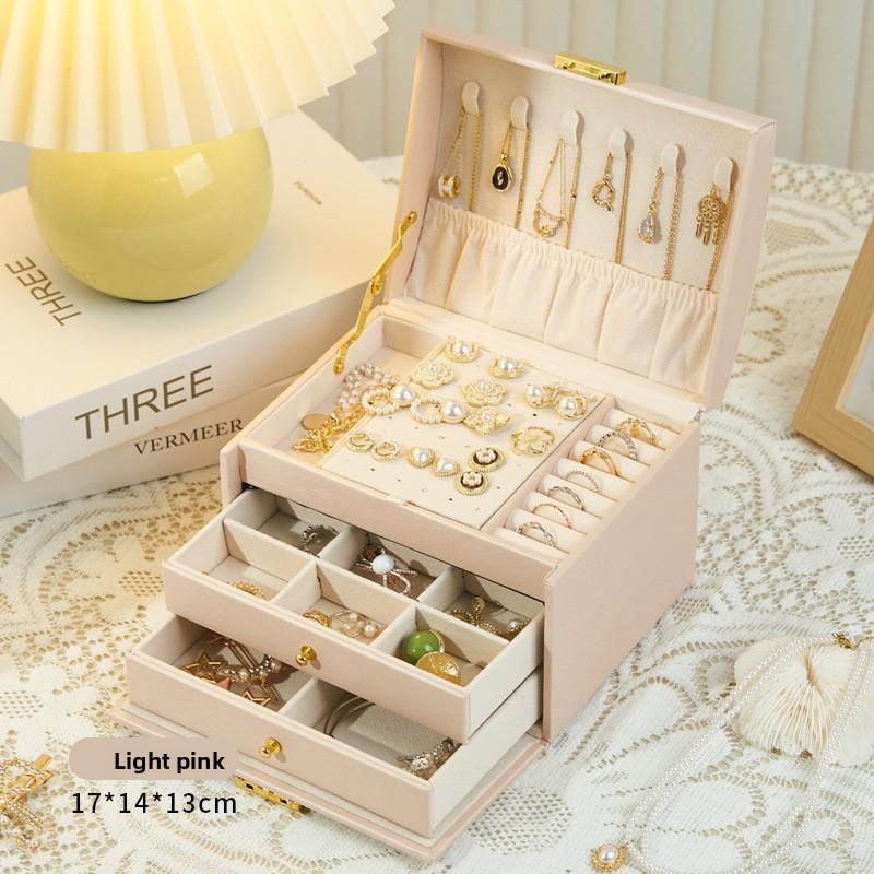 Boîte de Rangement à Bijoux, Haut de Gamme Exquis Multicouche Grande Capacité Boucles d'Oreilles Puces, Boucles d'Oreilles, Bracelets, Bagues, Bijoux.