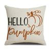 Pumpkin Maple Leaf Letter Cushion Cover Autumn Harvest Linen Print Sofa Cushion Cover Bedroom Bedside Cushion