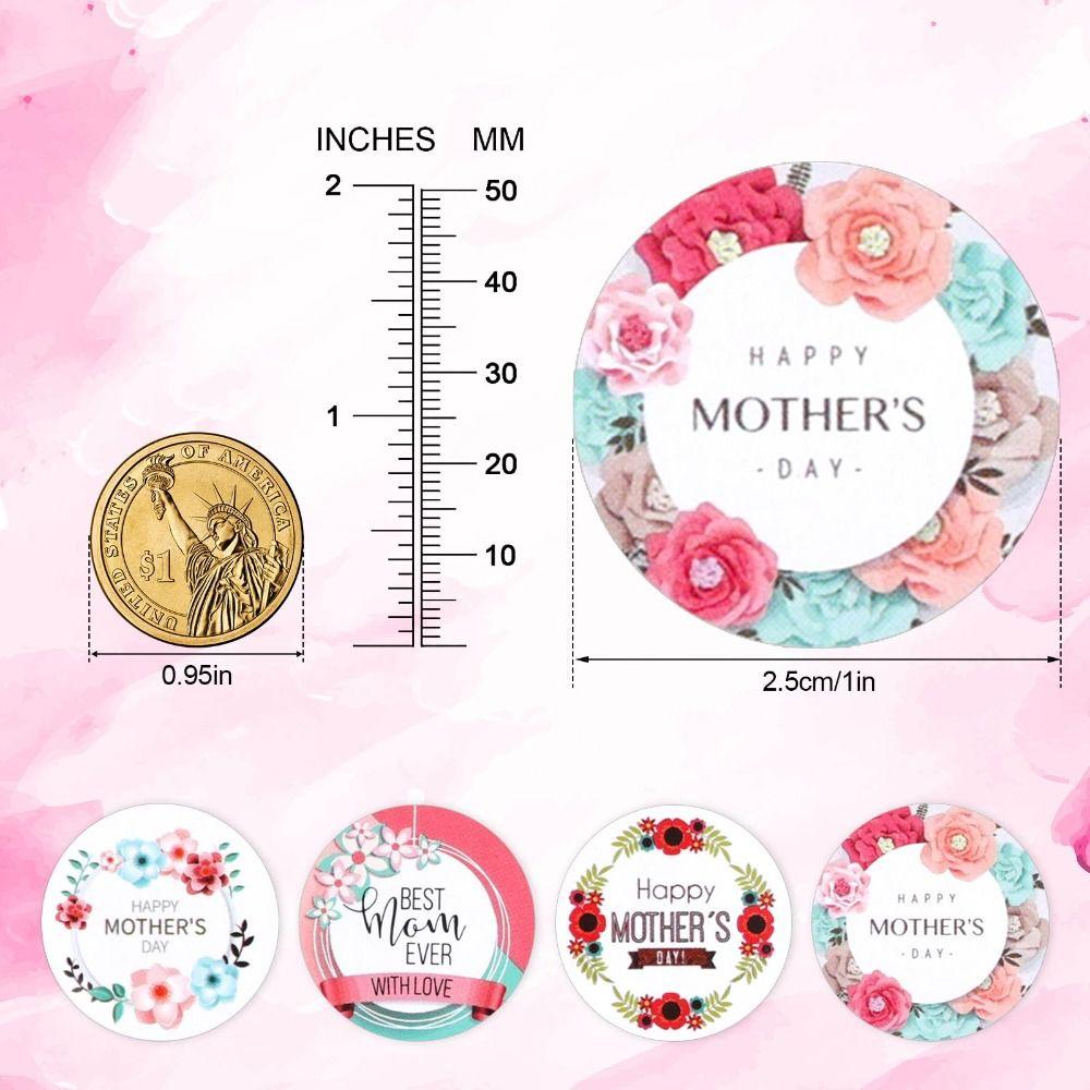 500 Pcs 1 Inch Mother's Day Stickers Kraft paper Adhesive Sticker Labels