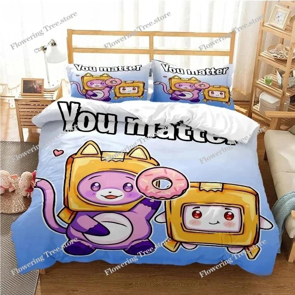 Cute L-Lankybox Bedding Sets 3D Printed Quilt Cover and Pillowcases Foxy Boxy Duvet Cover SingleDoubleQueenKing