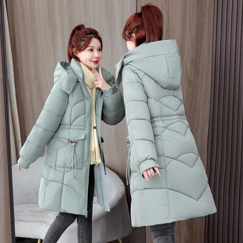Winter Thickened Warm Cotton Clothes Women's Medium and Long Styles, Hooded Windproof and Cold-proof Jackets, Large Pockets Casual Versatile Cotton