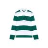 Cotton Plain Knit Striped Long Sleeve Polo Shirt Autumn Men Tops White Green A21HJ21175-301