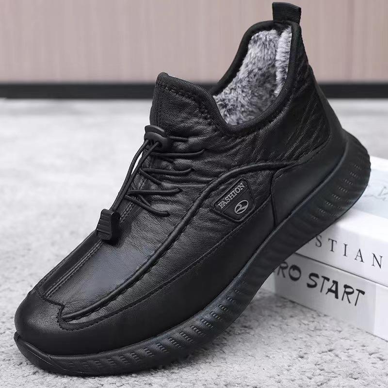 

Зимняя тканевая мужская хлопковая обувь с начесом, утолщенная, теплая и нескользящая, для среднего и пожилого возраста, для отдыха и спорта, для пожилых отцов 39 чёрный