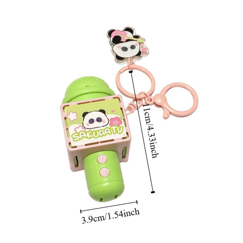 Originality Style Mini Microphone Keychain Cartoon Panda Recording Microphone Keychain  Gift Giving