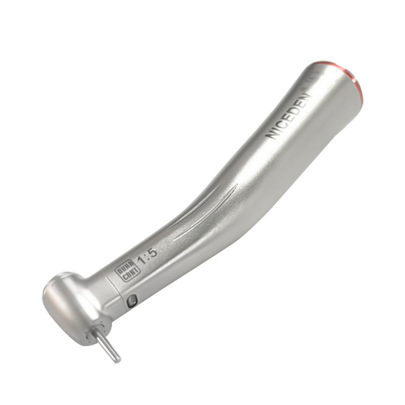 Niceden 1:5 Dental Increasing Fiber Optic Contra Angle Low Speed Handpiece  Push Button E-type Motor