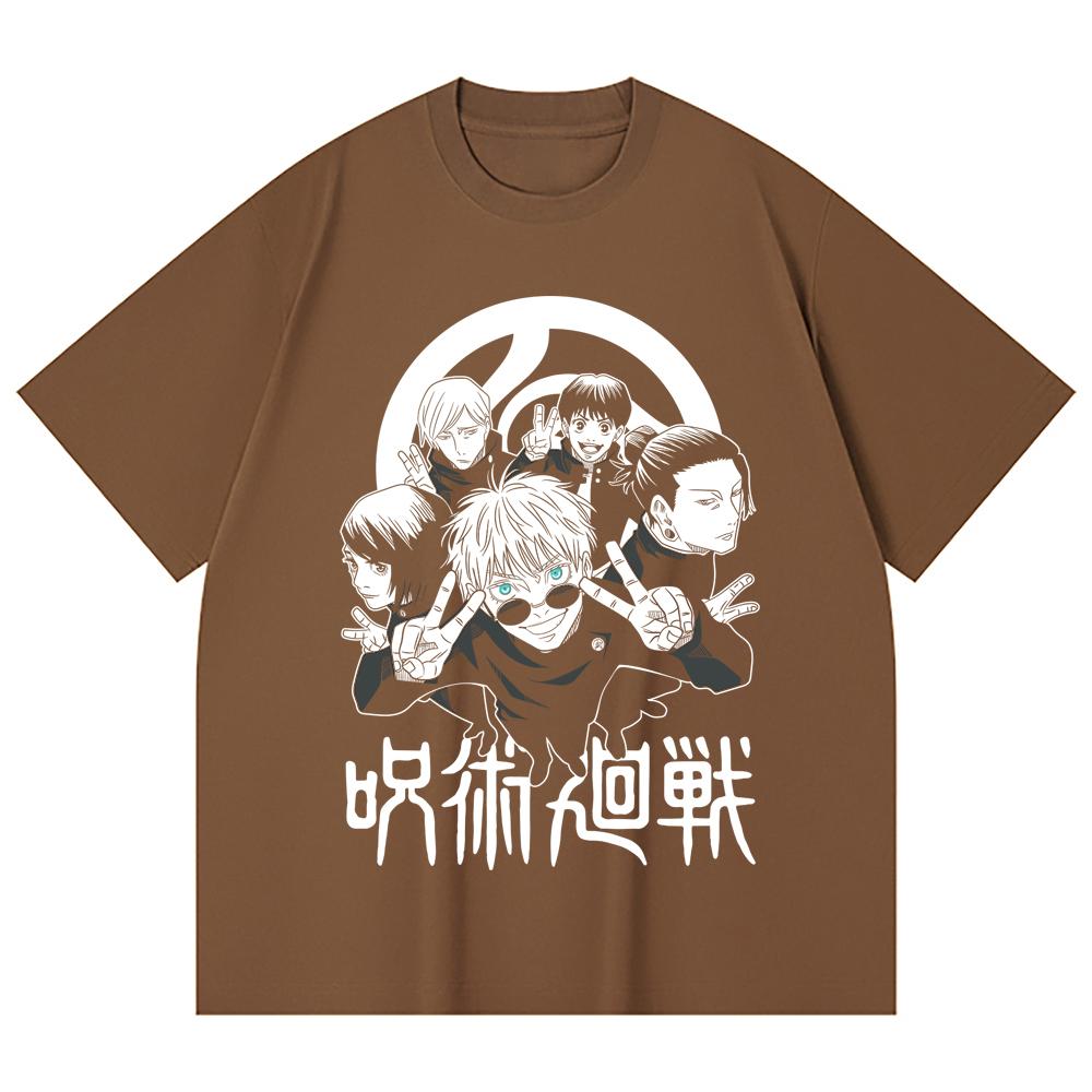 230 g/m² 100% bavlna Jujutsu Kaisen V30 Tým Gojo Potisk Unisex Těžké Bavlněné Tričko