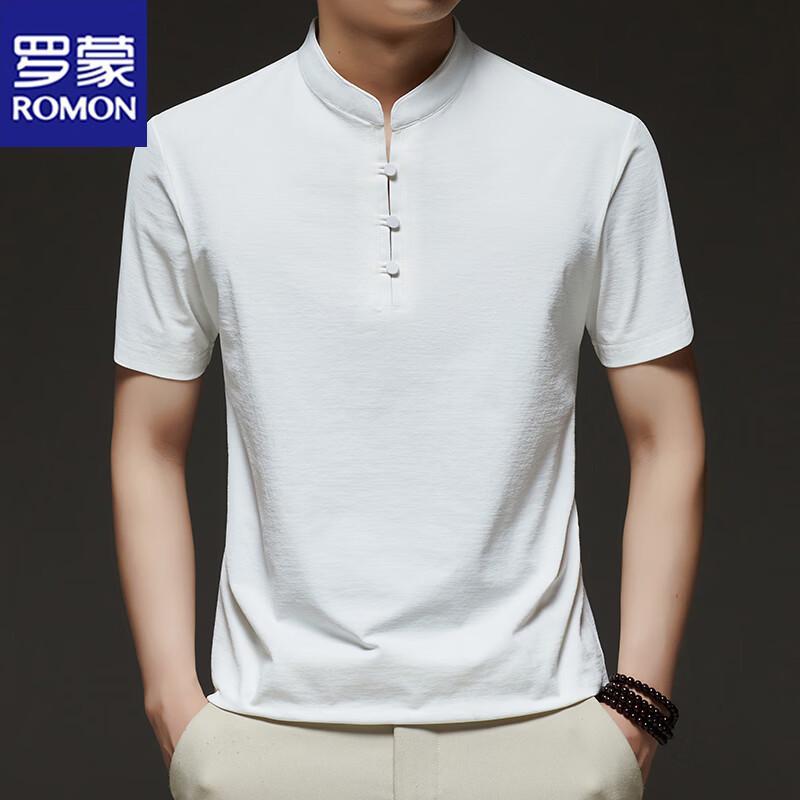 Romon Men s Stand Collar Short Sleeve T-Shirt 4XL