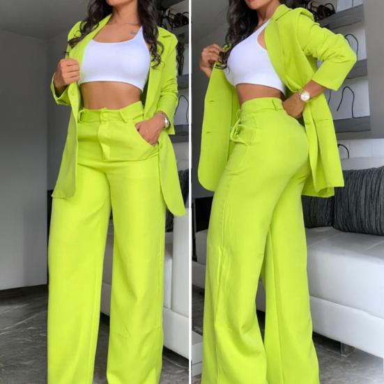 Women's Piece And Pants Suit Set Two High Waist Pants Set
