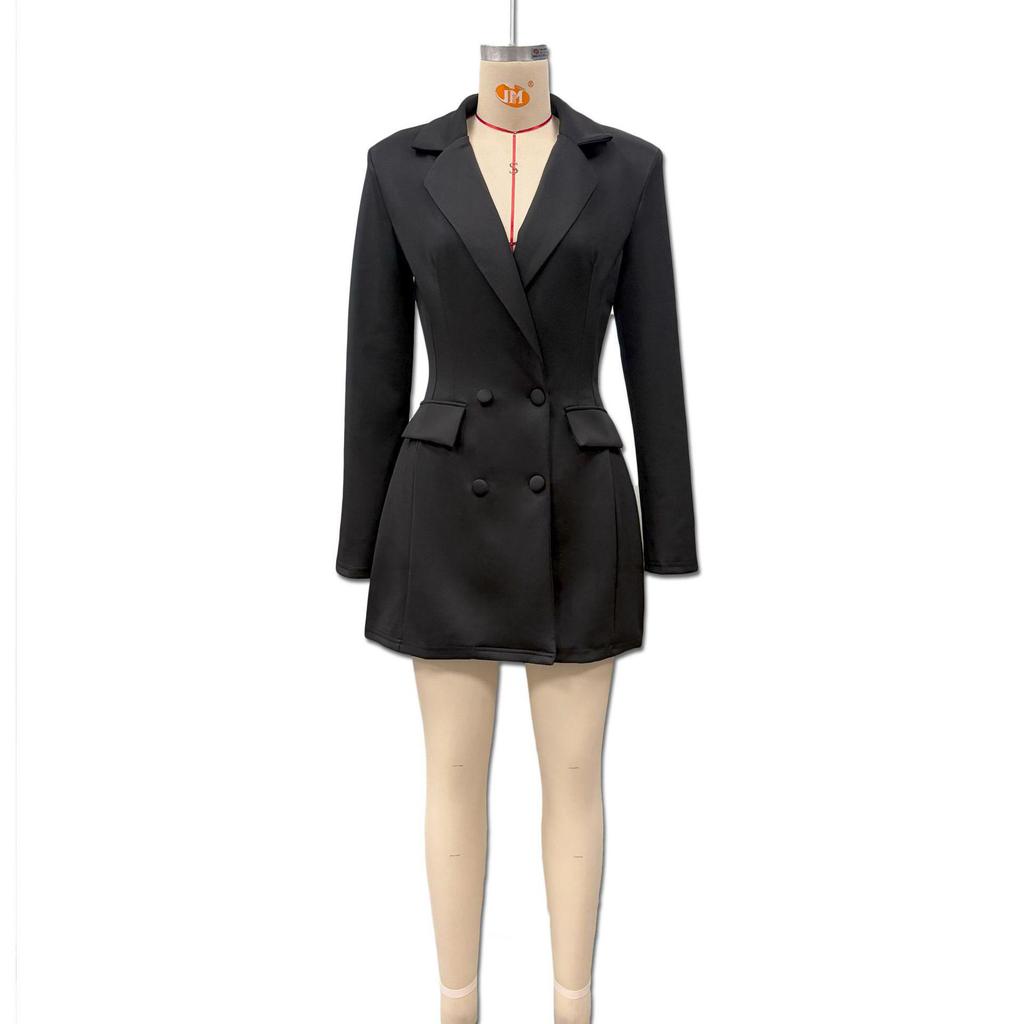 Rochie Costum Damă Toamnă/Iarnă cu Decolteu Adânc în V și Talie Evidențiată
