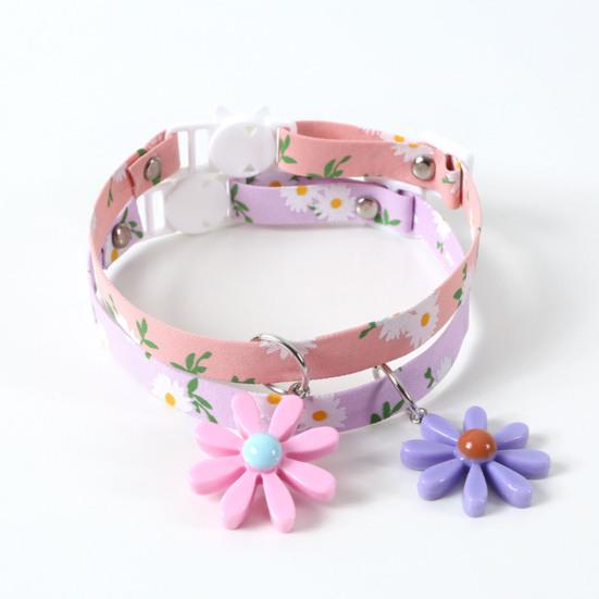 Puppy Collars Soft Cat Accessories Multicolor Adjustable Marguerite Flower Cat Collar for Pet