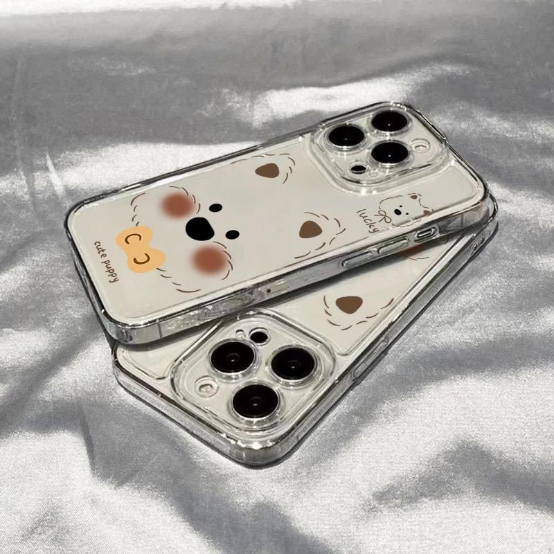 Big Face Puppy Apple 16E Phone Case for 13/14/16 Pro Max - Cartoon Pattern with Precise Cutouts