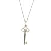 Collana Pendente Chiave in Argento Sterling TF con Corona Intarsiata di Diamanti e Catena Clavicolare in Oro Rosa 18K