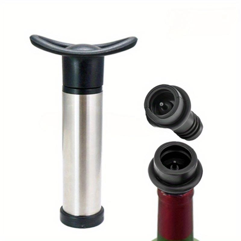 Stainless Steel Red Wine Vacuum Pump, Black Plastic Pump, Silicone Plug, Vacuum Red Wine Plug Abridor De Vinho