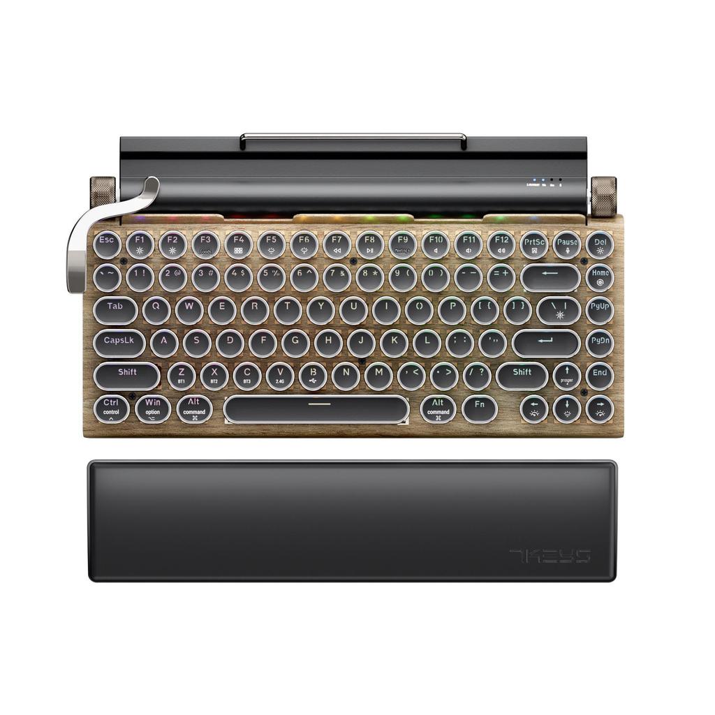 TW1867 Three-Mode Retro Bluetooth Mechanical Keyboard with Hot-Swappable Linear Switches and RGB Lighting