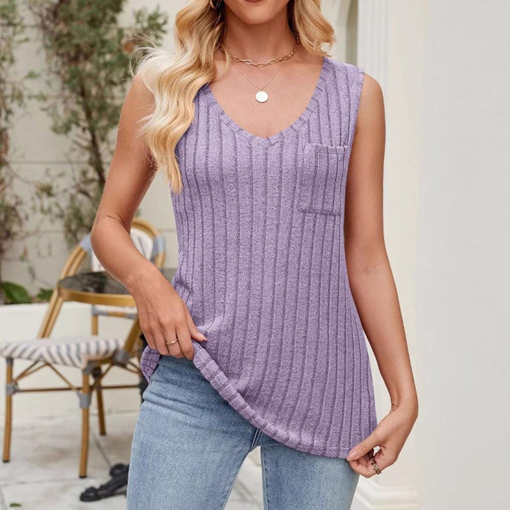 Women's Fashion Casual Short Sleeve Basic Texture Solid Color V-Neck T-Shirt Tops