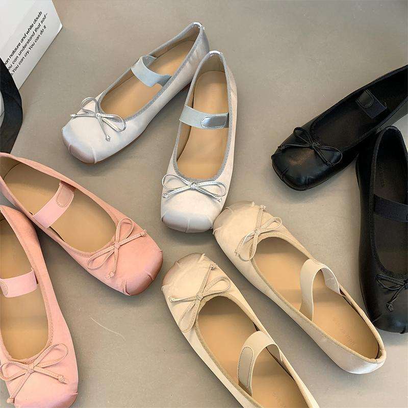 Evening shoes gentle wind flat satin ballet shoes 2025 new spring shallow mouth boat shoes Mary Jane women's shoes