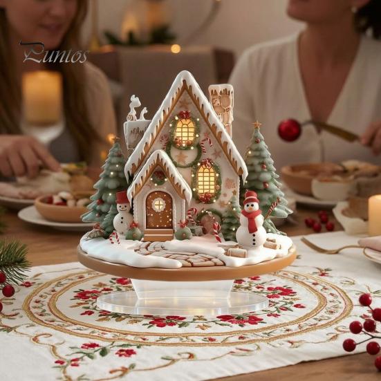 Christmas Decorations for Fireplace Acrylic Table Decor, Gingerbread House Tree Ornaments, Holiday Home Waterproof Desktop Living Room Bedroom Office