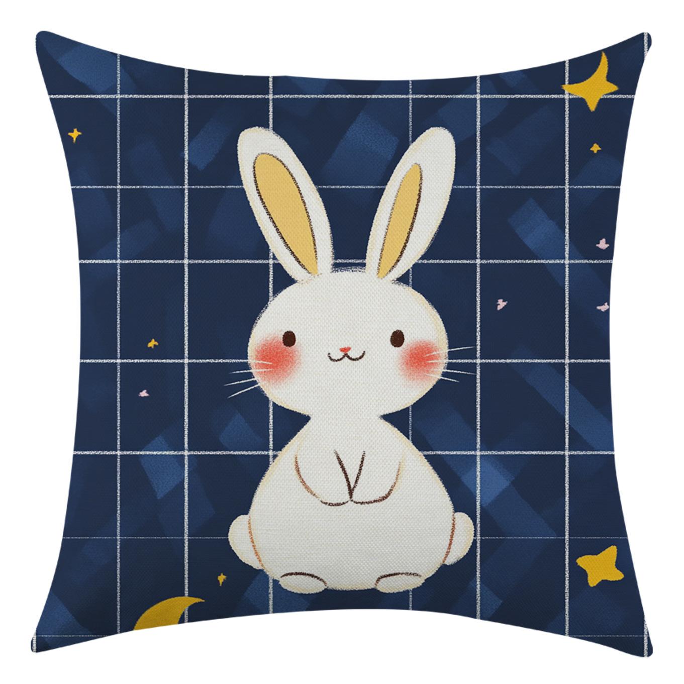 

New Cute Rabbit Linen Printed Pillowcase for Holiday Decoration and Car Cushion Cover 45 * 45 separate pillow cover