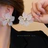 Korea Super Fairy Pink Translucent Flower Petals Stud Earrings for Women Exaggerated Romance Summer Vacation Jewelry Accessories
