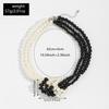 Multi-layer imitation pearl necklace European and American literary and retro black and white color matching jewelry women's collar