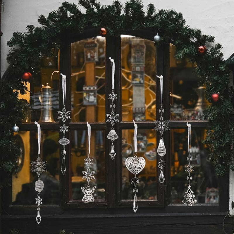 1 Piece Christmas tree decoration acrylic transparent hanging ornament ice crystal pendant snowflake ice crystal iron pendant