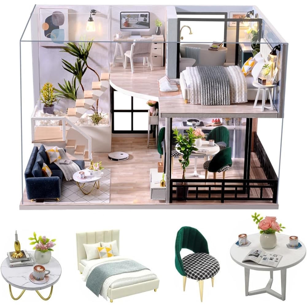 

Набор для сборки деревянного кукольного домика Cuteroom DIY со светодиодной подсветкой и музыкальной шкатулкой, защитный чехол, миниатюрная игрушка в подарок