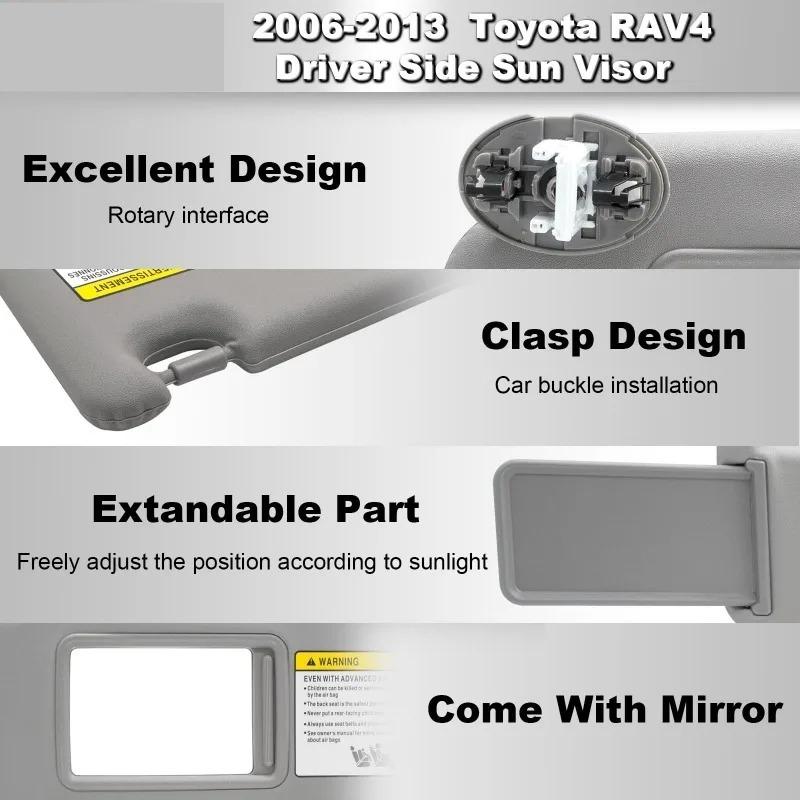 For Toyota RAV4 2006 2007 2008 2009 2010 2011 2012 2013 Car Sun Visor 1PC New Left Or Right Side 74320-42501-B2 74310-42451-A1