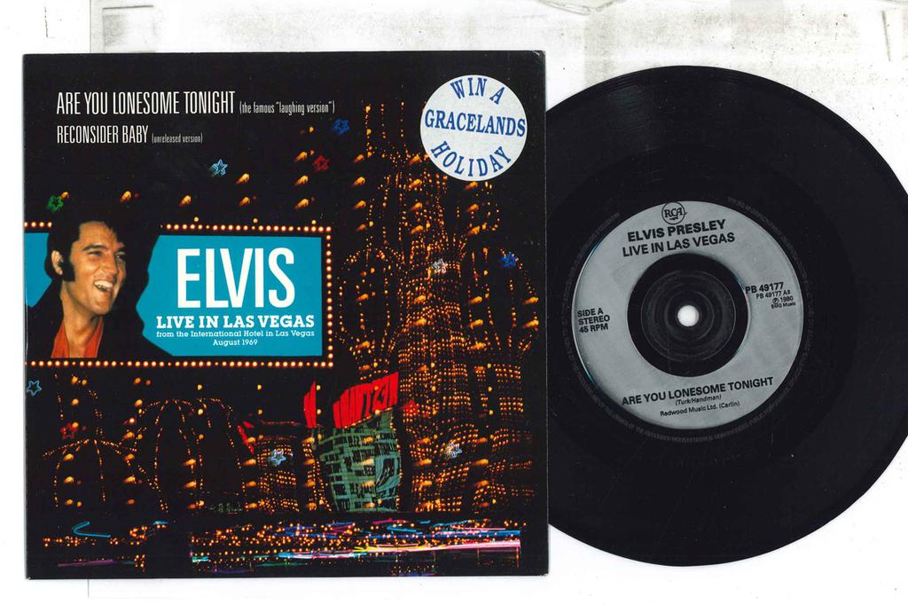 7inch Record ELVIS PRESLEY - Are You Lonesome Tonight / Reconsid PB49177 RCA 1990 UK Rock Used