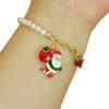 Holiday Outfit Decoration Christmas Beaded Charm Bracelet for Women, Faux Pearl Seasonal Fashion Wristband Beads Stackable Bracelet, Party