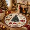 Reindeer Christmas Rug 2D Flat Printed Round Carpet Holiday Decor Christmas Doormat Party