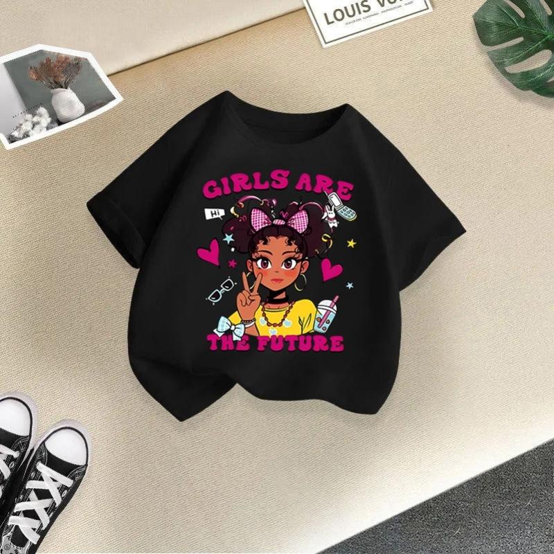 Girls' Short-sleeved T-shirt 2025 Summer New Loose Casual Girls' Top Children's Summer Wear