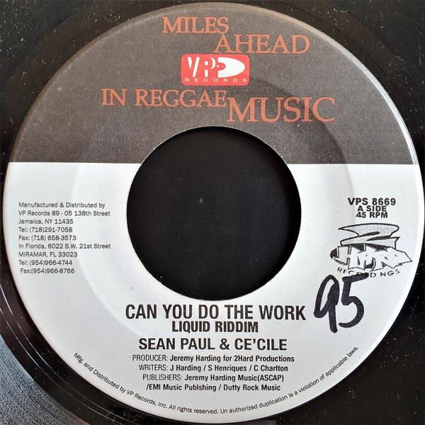 

7inch Record SEAN PAUL CECILE Can You Do The Work VPS8669 VP Records 2001 US Reggae Ska Dub Used